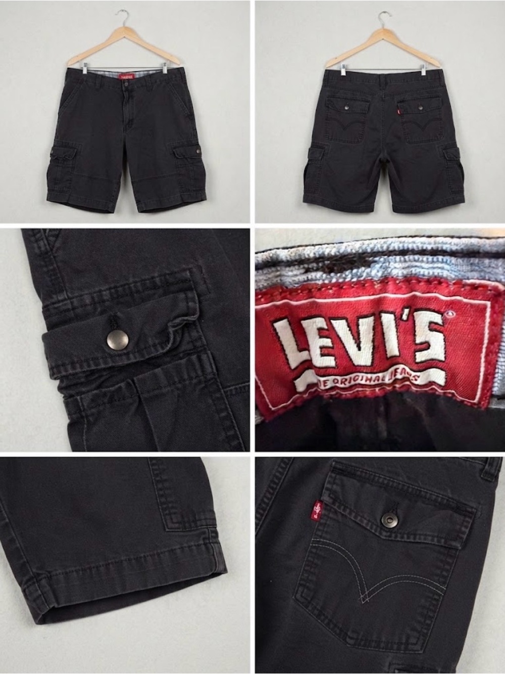 Levi's Black Men's Cargo Shorts with Utility Pockets
